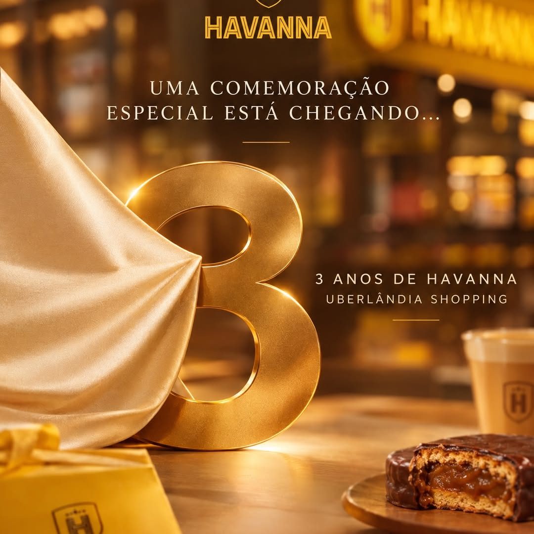 Arte de comemoração dos 3 anos da Havanna Uberlândia Shopping